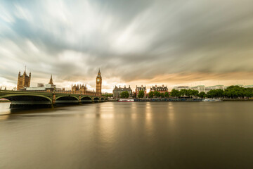 Sunset near the London parliament. 