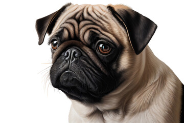 Obraz premium Pug dog isolated, generative ai , PNG 