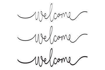 Hand drawn welcome composition isolated on background. welcome typography vector. handwritten calligraphic inscription. welcome text in lettering style illustration