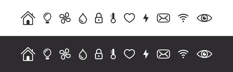 Smart home signs set. Smart house functional icons. Linear vector icons