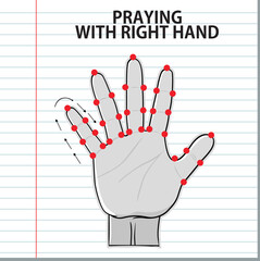 Muslim. Praying with right hand, vector illustration