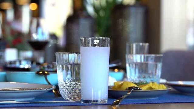 Iceing Alcohol at the Restaurant Table Slow Motion