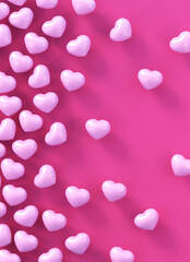 Abstract 3d pink love heart background,valentine background, 3d render