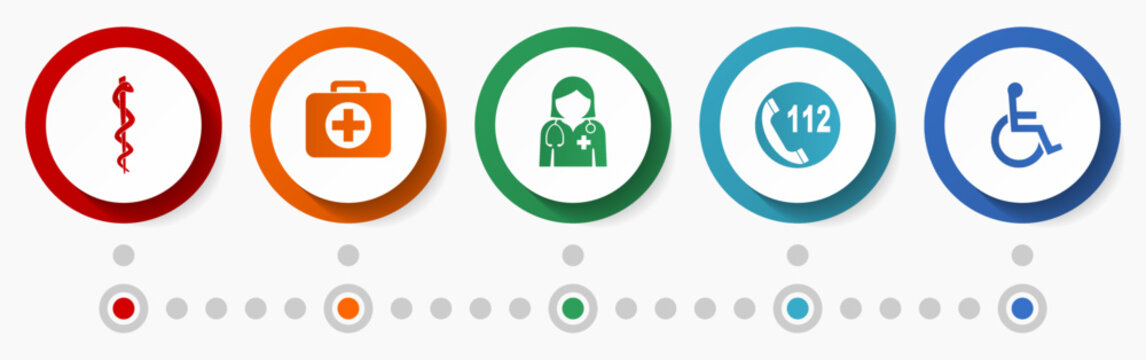 Healthcare vector icon set, medicine concept flat design buttons, hospital infographic template