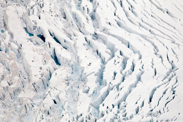 Aerial view of the Alaskan Range glacier cracks, Alaska