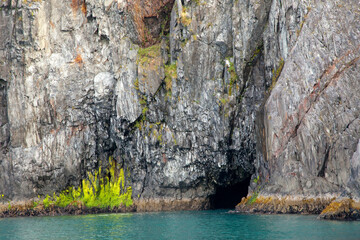 Small sea cave in Aialik Bay, Kenai Fjords National Park, Alaska 