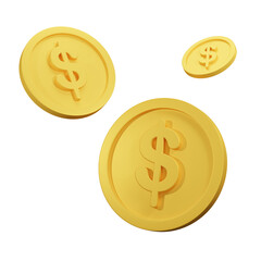 Coin isolated png background. Realistic golden coin, icon - 3D rendering