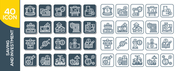 SAVING AND INVESTMENT ICON SET DESIGN