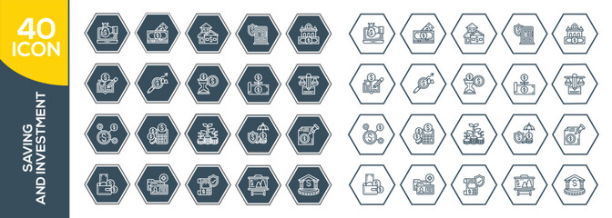 SAVING AND INVESTMENT ICON SET DESIGN