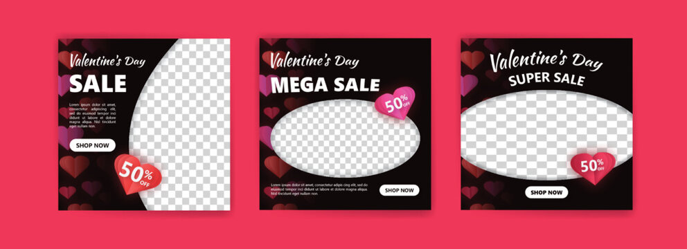 Social media post for valentine's day sale marketing. Vector design with the theme of love and affection. - Powered by Adobe