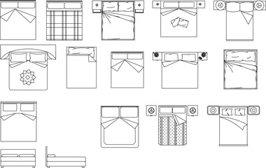 collection of simple bed illustration vector sketches