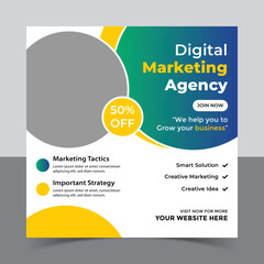 Digital marketing social media post banner template and corporate social media post template, Creative digital business marketing post