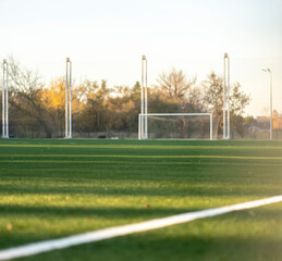 Fototapeta premium goal gates on a football field outdoors on a summer day