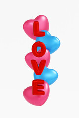 Obraz premium Happy valentine's day greeting card banner heart shape, 3D rendering.