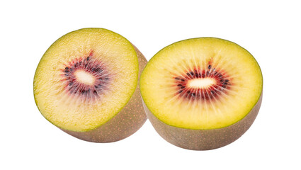 half red kiwi fruit on transparent png