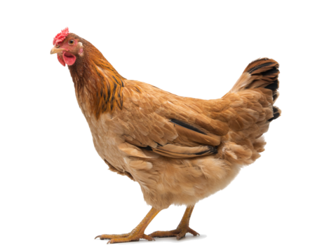 red adult hen isolated on white background