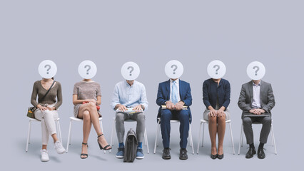 Job candidates sitting in the waiting room