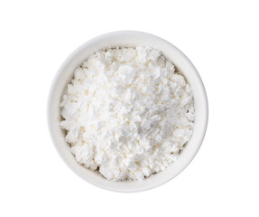 Fototapeta na wymiar flour in white bowl isolated on transparent png