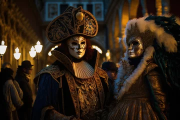 Gardinen people wearing masks at the Venice Carnival. venetian carnival mask. Generative Ai  © Gasia