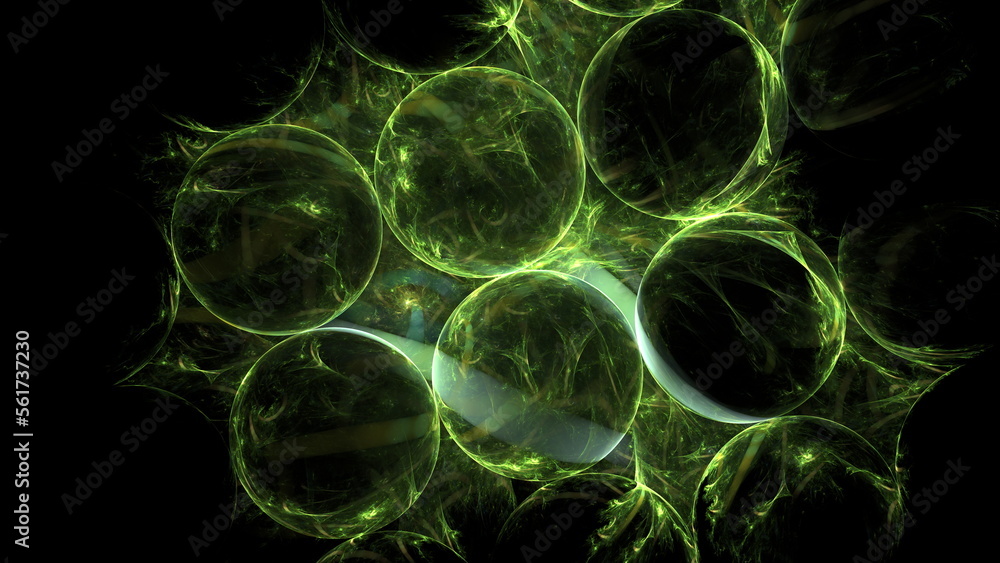 Poster luminous modern abstract background, fractal world. digital space for use in design. round shapes an