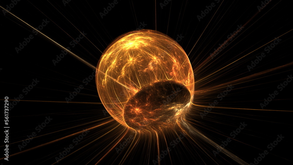 Poster luminous modern abstract background, fractal world. digital space for use in design. round shapes an