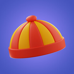 Premium chinese new year beret icon 3d rendering on isolated background
