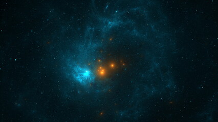 Luminous modern abstract background, fractal world. Digital space for use in design. Round shapes and lines. 3d render