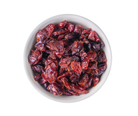 Bowl of dried cranberries isolated on transparent png