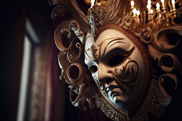 Obraz premium woman wearing masks at the Venice Carnival. venetian carnival mask. Generative Ai 