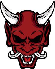  illustration vector graphic of oni mask mascot good for logo sport ,t-shirt ,logo