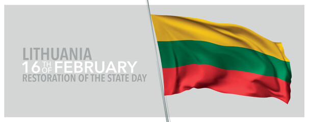 Lithuania restoration of the state day greeting card, banner with template text vector illustration