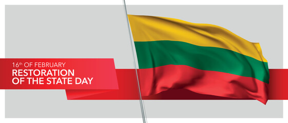 Lithuania restoration of the state day vector banner, greeting card