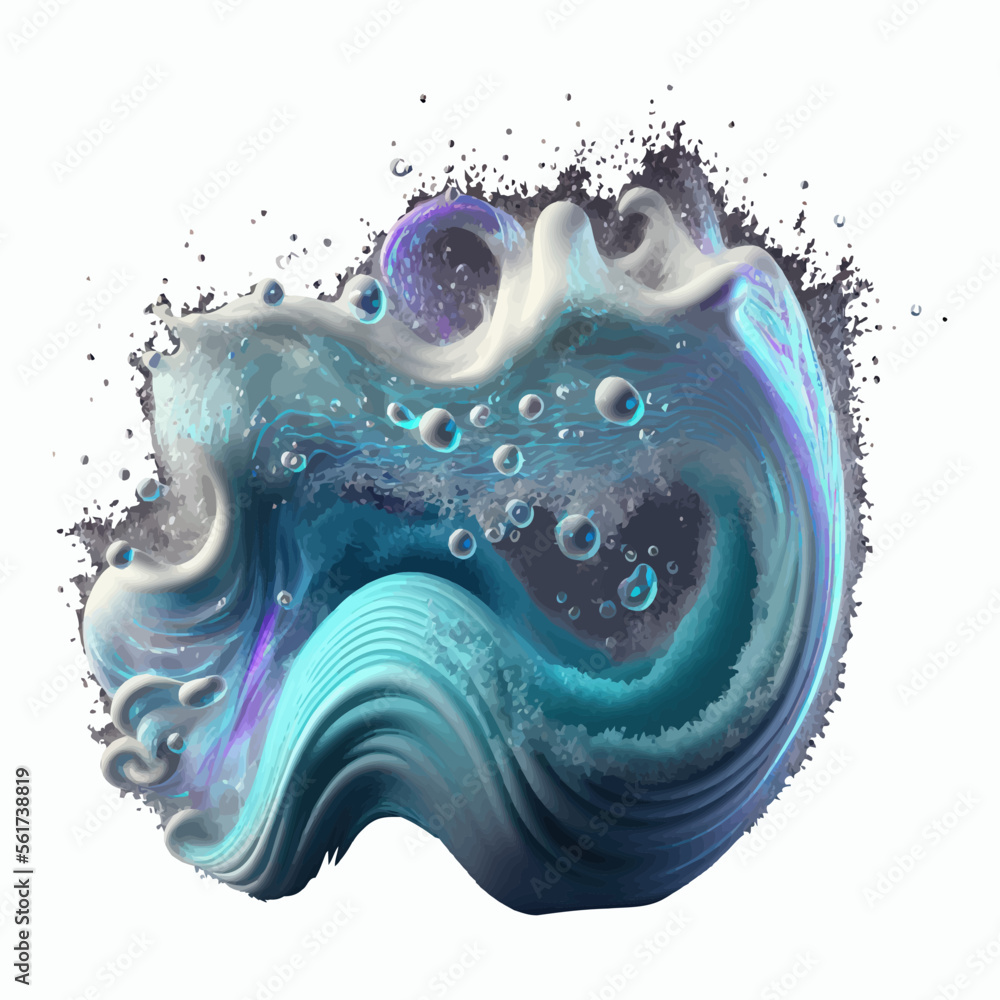 Aufkleber clean detergent wave and soap swirl, light effect with bubbles and sparkles shine. isolated on backg