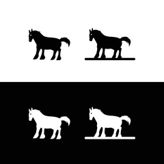 Black and white horse animal logo design . icon logo . silhouette logo 
