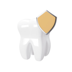A tooth with color shield isolated on transparent background 3d rendering