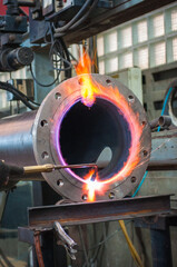 
High heat flamethrower to thick steel plate