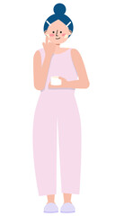 フェイスクリームを顔に塗る女性のイラスト