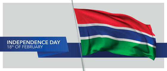 Gambia independence day vector banner, greeting card.