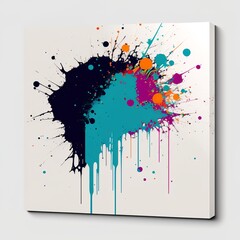 paint splatter on canvas on white background