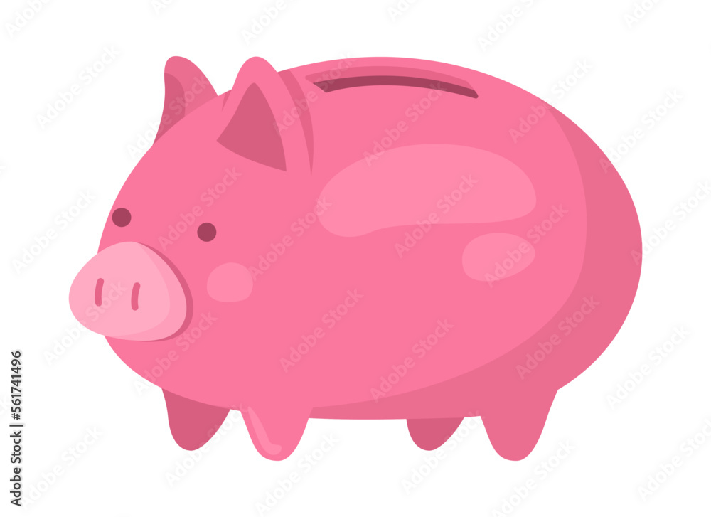 Aufkleber piggy bank semi flat color vector object. personal finance. expensive purchase. editable element. it