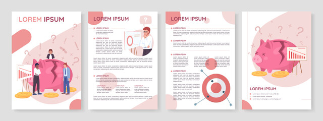 Business budget fail flat vector brochure template. Company finance booklet, leaflet printable flat color designs. Editable magazine page, reports kit with text space. Quicksand font used