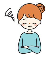 腕を組む困っている女性