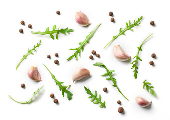 garlic, rucola and pepper