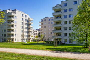 Modern apartment buildings in residential area