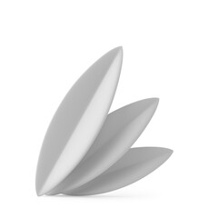 White tropical leaves fan elegant Easter decor element festive design 3d icon realistic illustration