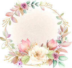 Cute watercolor frame with spring flowers