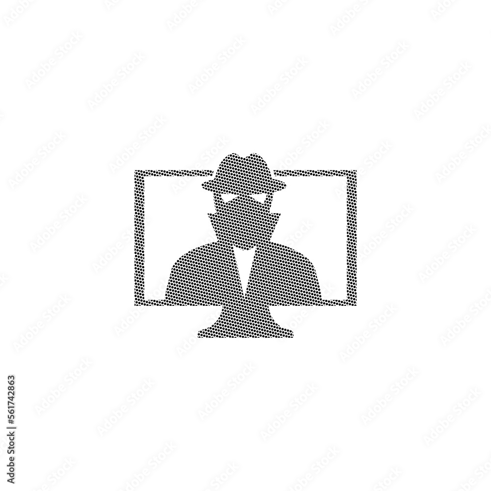 Poster computer hacker icon isolated on white background