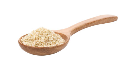 sesame seeds in wooden spoon on transparent png