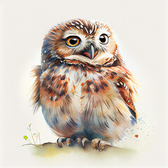 Cartoon. Cute owl. generative ai
