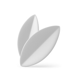 White summer leaves foliage Easter decorative element 3d icon realistic illustration